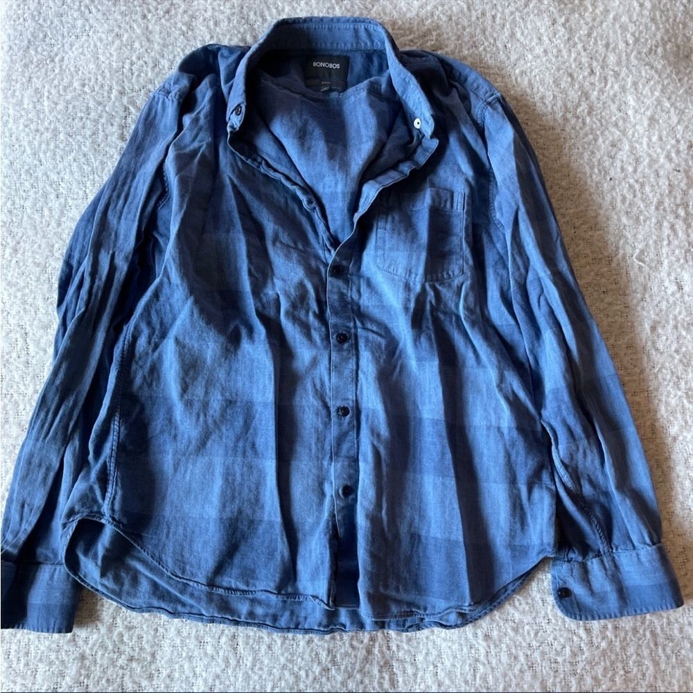 Bonobos blue plaid button down xl